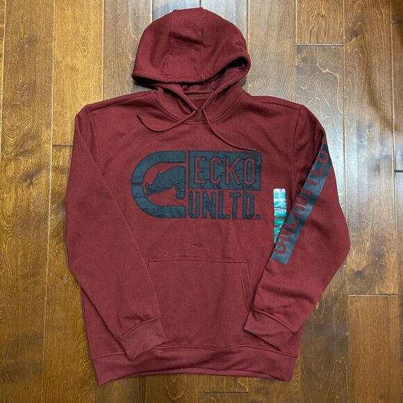 Ecko Unltd. Vintage Y2K NWT Pullover Maroon Black Hoodie Mens Size Large - Picture 3 of 8